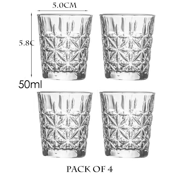 50ml Shot Glass Carved Patterns Vodka Glass Whiskey Shot Glass