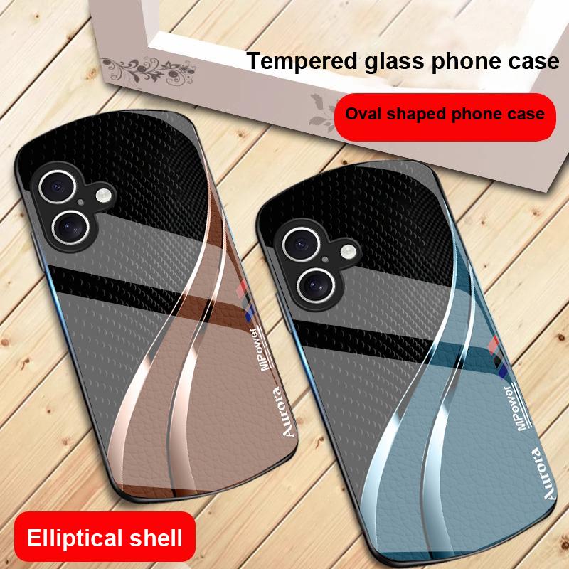 Hochwertige Lederstruktur Für iPhone 17 16 15 14 13 Plus 12 mini 11 Pro Max XR Xs Max X 7 8 6S 22 20 Elliptische Glas-Handyhülle