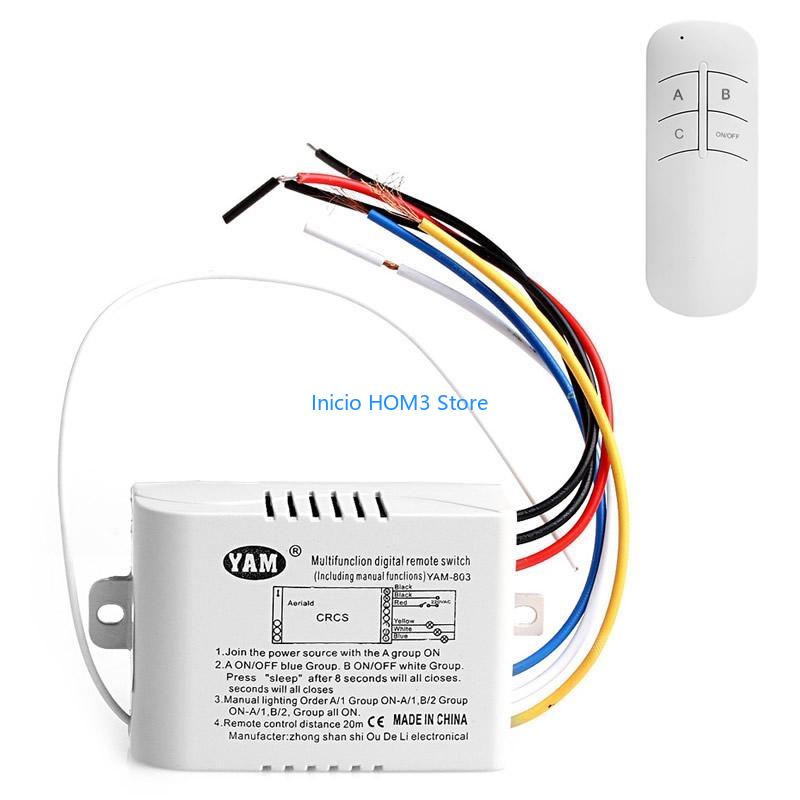 A5YD 220V 3-way Wireless Panel Switch for Smart Light Receiver Remote Light Switch 12V