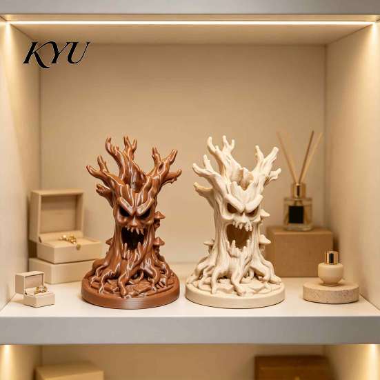 Dark Fantasy Desktop Decor 3D Printed Tree Spirit Figurine, Gothic Ferocious Monsters Ornament for Novelty Halloween Gift Miniature Landscaping,