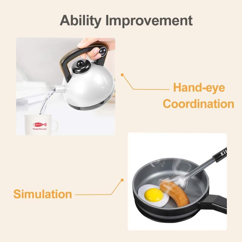 Kids Kitchen Toy Set Toddler Pretend BBQ Camping Cooking Playset Pot Pans Utensils Cookware Play Food Birthday Gift for Girl Boy