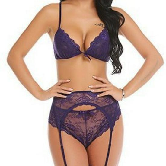 New Multi-color Lace Garter Belt Lingerie Set for Women