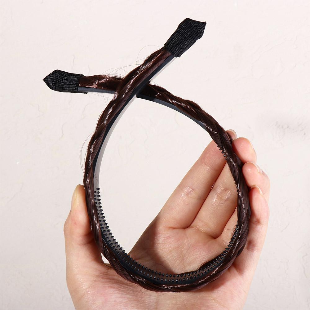 Girl Wide-brimmed Fishbone Braid Female Hairbands Korean Style Headwear Wide Hair Hoop Wig Headband