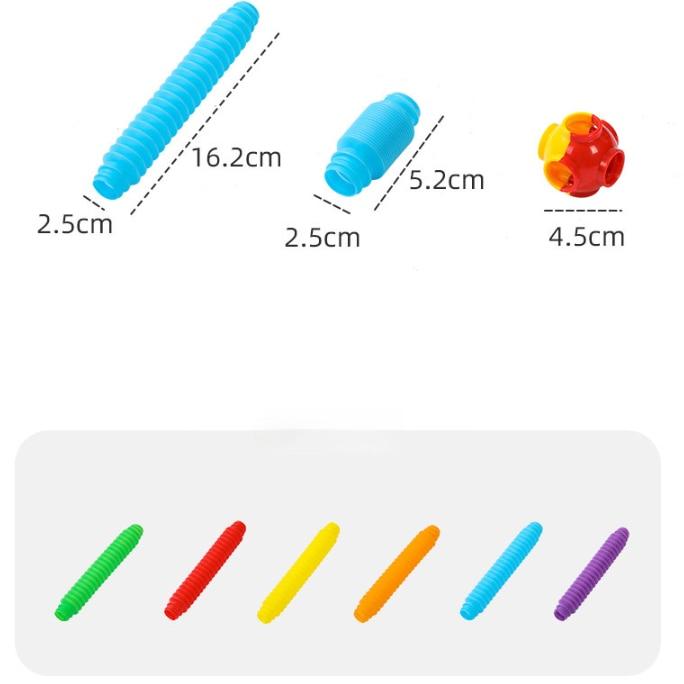 SHEFEITE® 62-Piece Stretchable Building Blocks Set, Stress Relief Toy, Connect & Disassemble, Multicolor Educational Gift