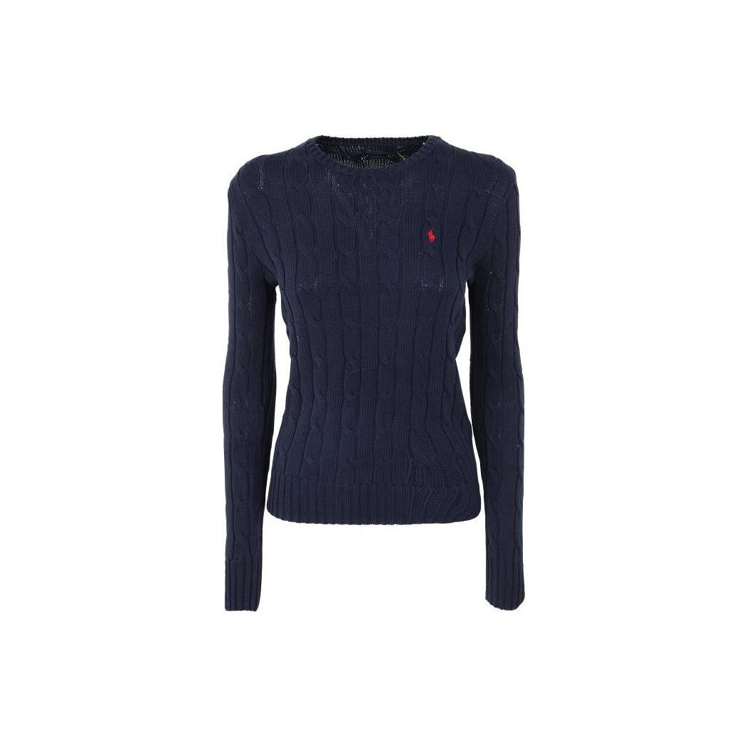 

Polo Ralph Lauren SS23 Solid Color Embroidered Cable Knit Sweater Women sweater Navy-Blue 211891640-002 XXS
