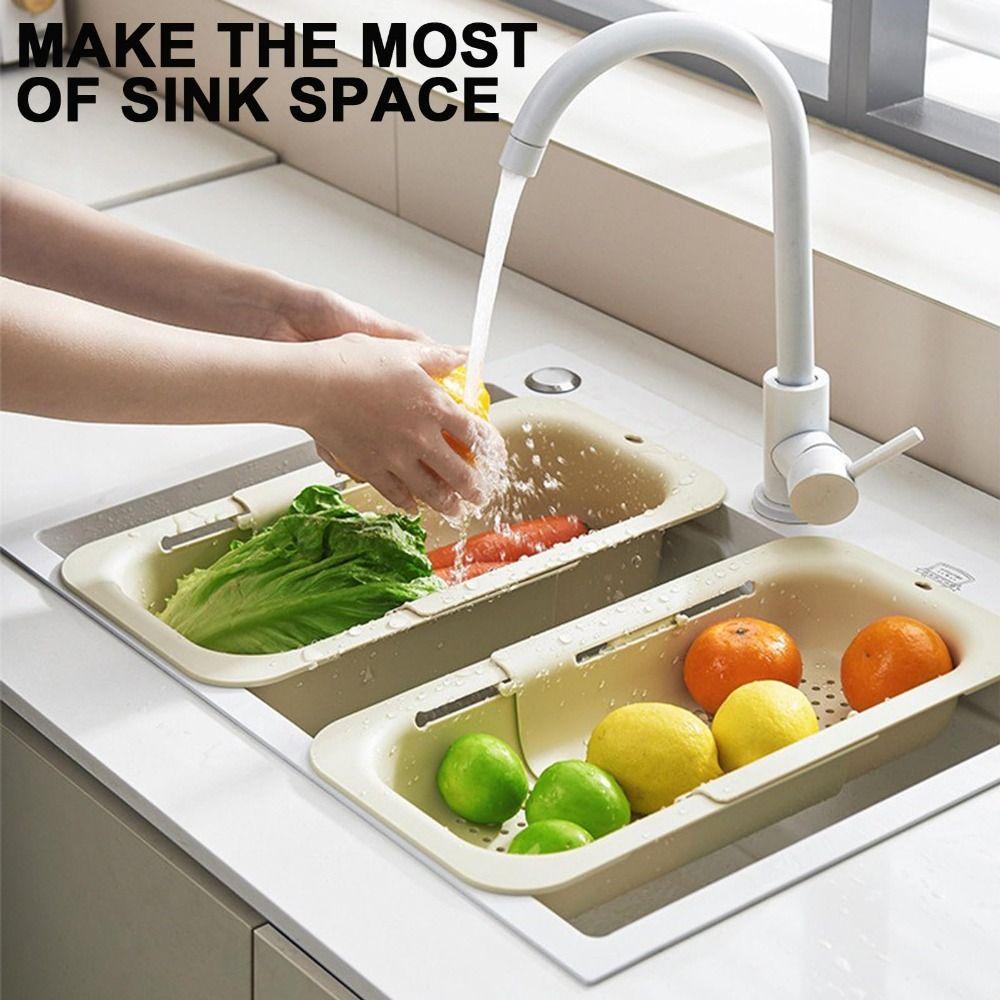 Bpa Free Vegetable Wash Basin Over The Sink Colander Strainer Drain Tray  Vegetable Washing