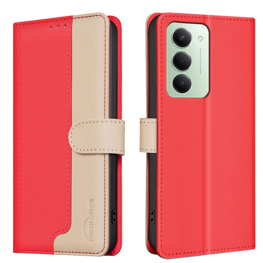 For Xiaomi Redmi 15 5G (Global) (169mm) Leather Case BINFEN COLOR Splicing Color RFID Blocking Wallet Stand Phone Cover