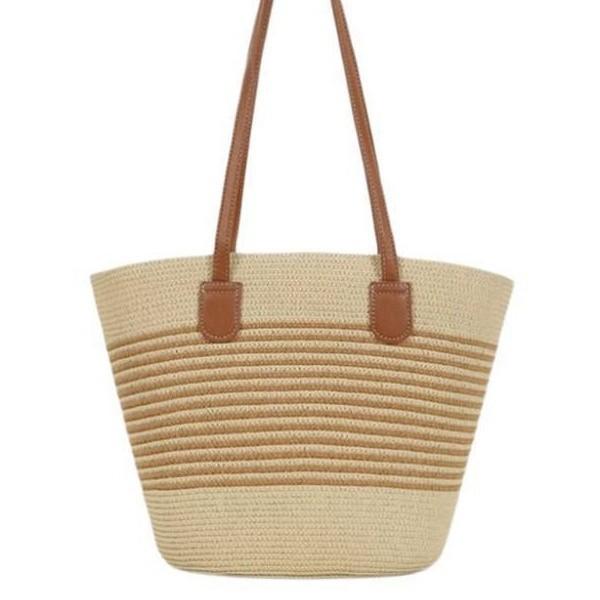 

Woven Straw Bag Commuter Large Capacity Striped Single Room Fashion Beach Bag For Women