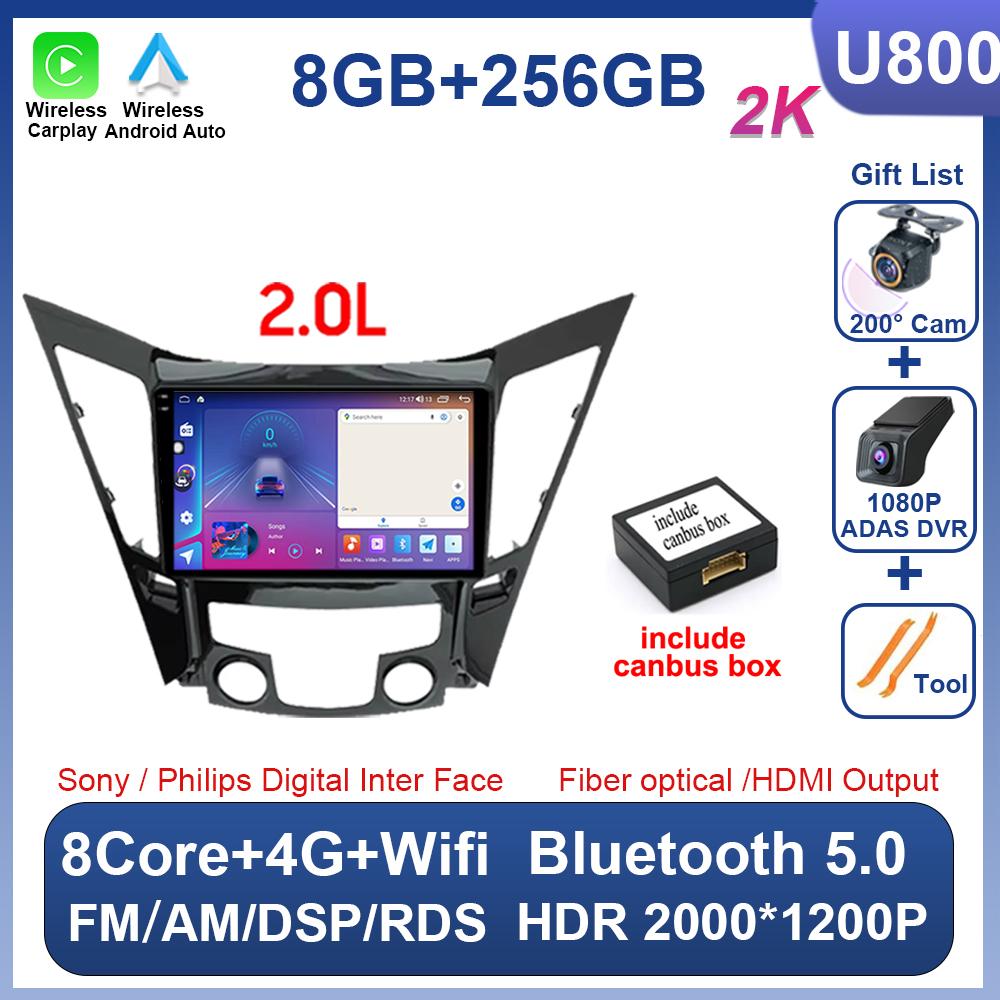 For Hyundai Sonata 6 YF 2009 - 2015 Android 14 Car Radio Multimedia Video Player GPS Navigation AI Voice 4G CarPlay Head Unit