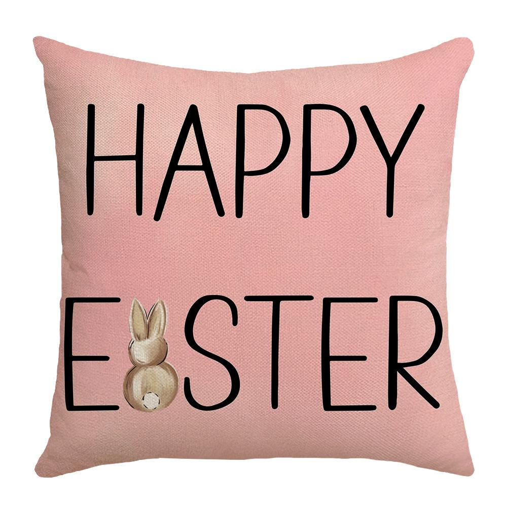 Pink Letter Rabbit Cartoon Cute Pillow Easter Print Cushion Cover Home Sofa Pillow Cover