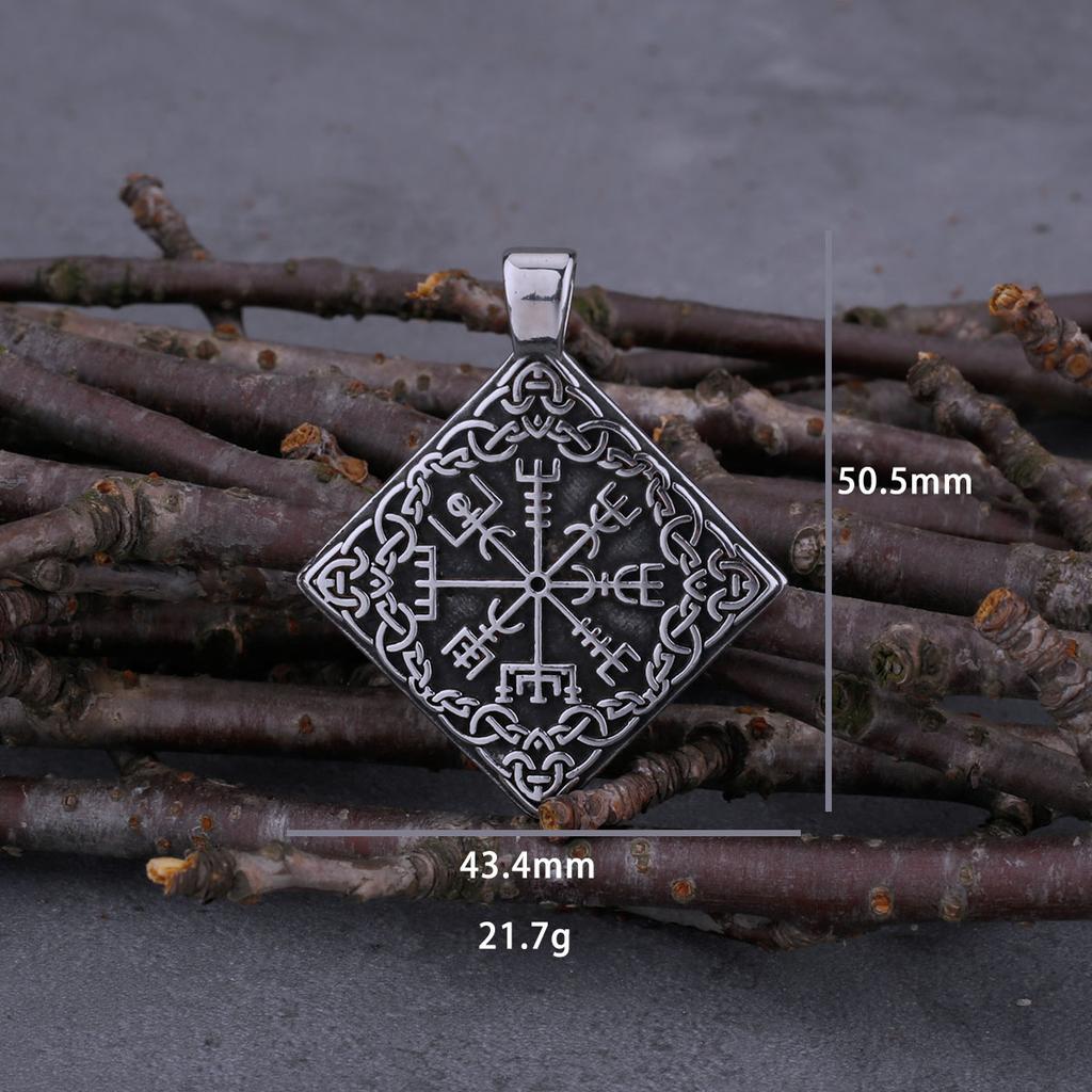 Stainless Steel Men's Road Sign Compass Vegvisir Rune Necklace Odin Amulet Viking Hip Hop Vintage Pendant Jewelry Boyfriend Gift