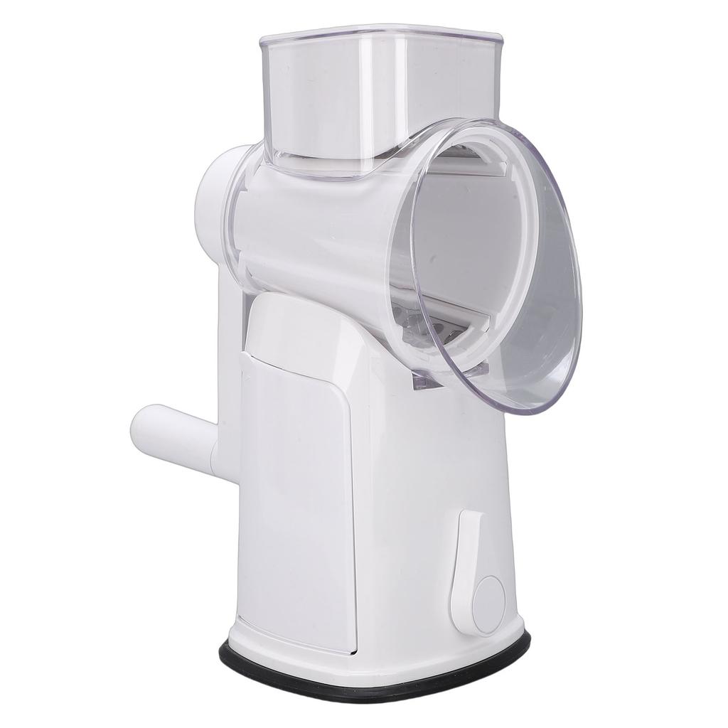  Rotating Cheese Grater with Handle Vegetable   Round Cutter Kitchen Food Chopper White 10 Blades 