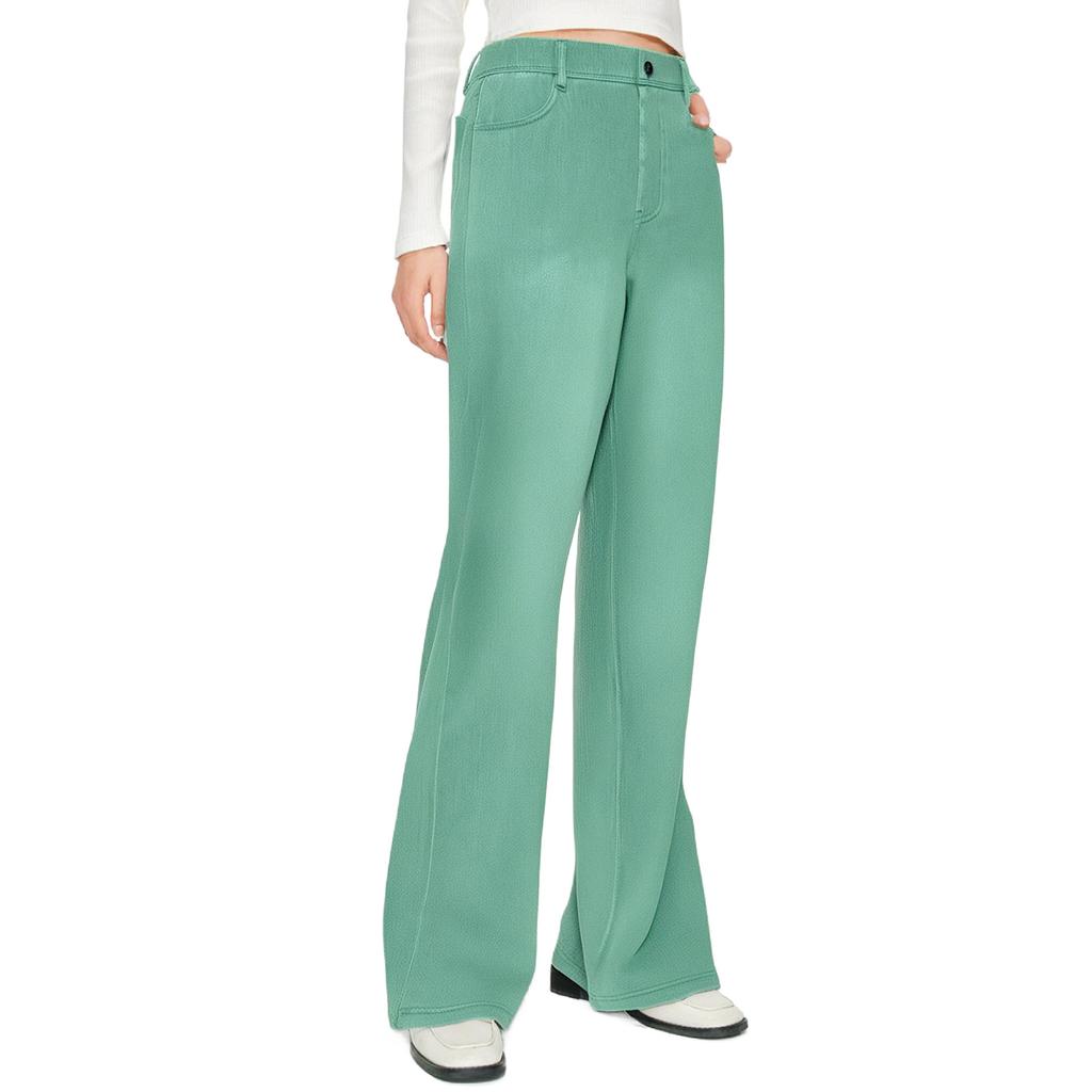 Damen Jeans Lässig Einfarbig Stretch Knopf Gerade Jeans