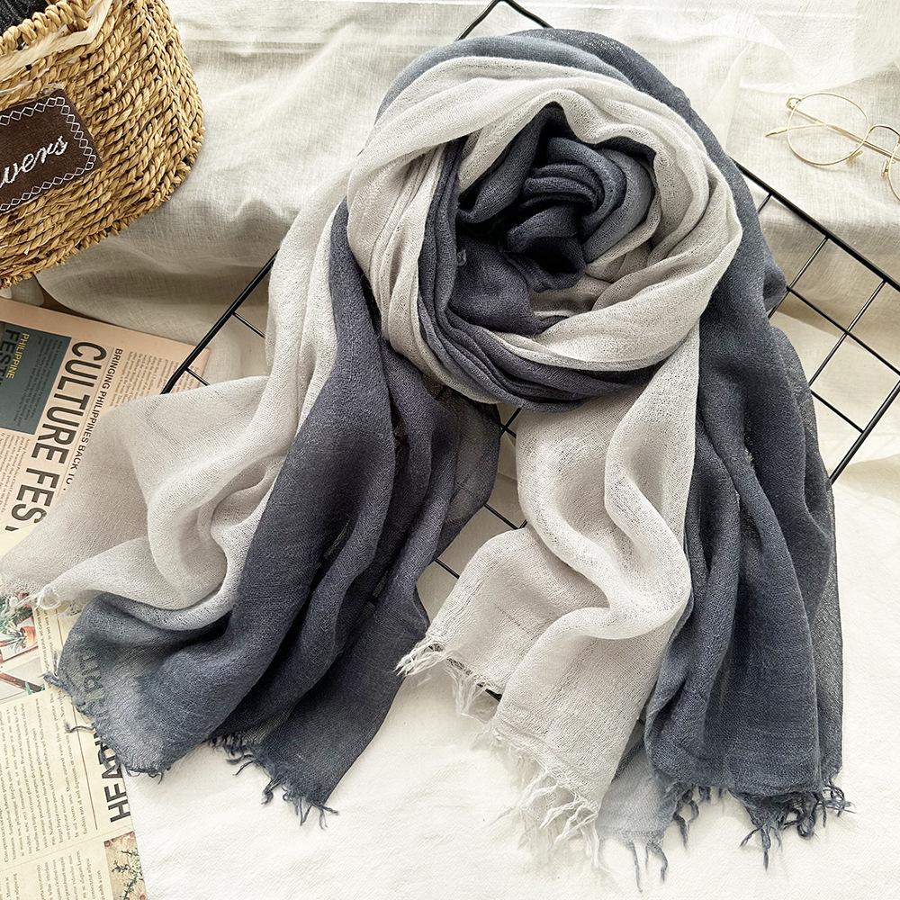 Wool scarf new solid color handmade hanging dye women's gradual change of color soft high-end silk scarf travel photography with shawl