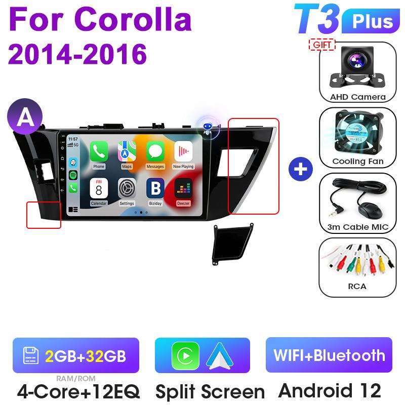 2 Din Android 12 Car Radio For Toyota Corolla Ralink 2013-2016 Multimedia Video Player GPS 4G Carplay Auto Stereo DVD Head Unit