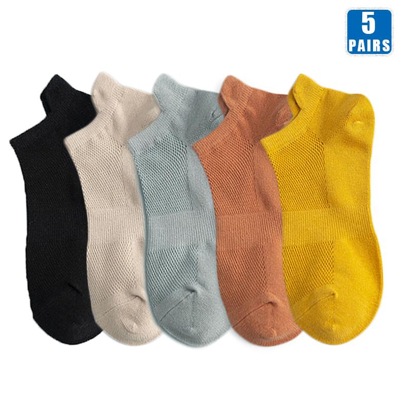 5 Pairs Men Cotton Short Sock Crew Ankle High Quality Breathable Summer Women Compression Casual Soft Solid Color Socks for Male