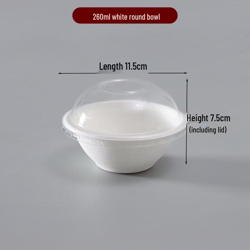 

YiPan 220ml Disposable Bagasse Bowls with Dome Lids, 100-Pack