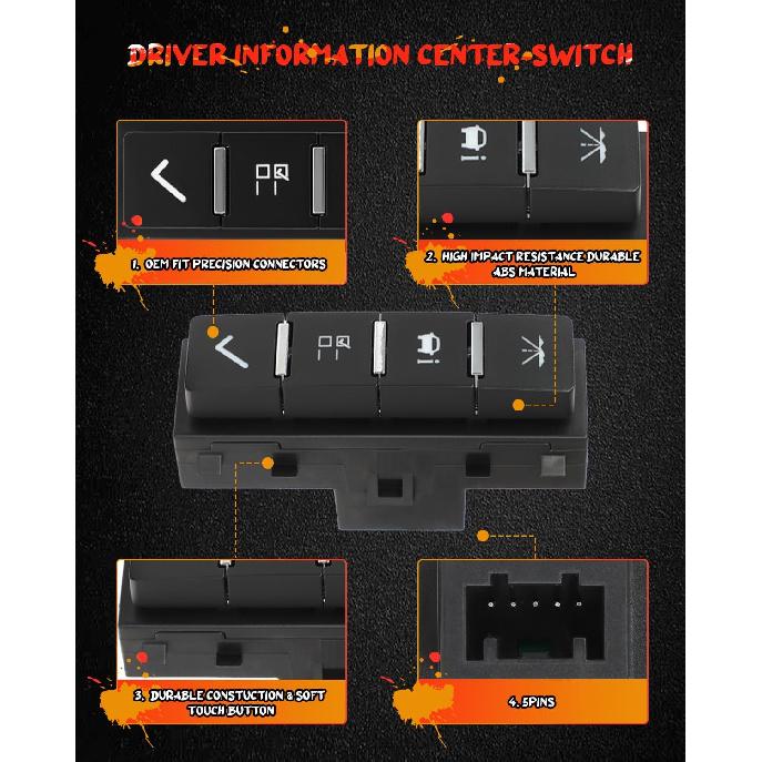 cciyu Car Driver Information Center Switch Fits for Chevrolet Tahoe 2007-2013, 2007-2014 Silverado Suburban Avalanche Express Savana Sierra Yukon XL