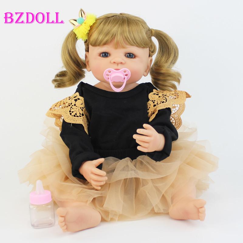 BZDOLL 55cm pełna silikonowa lalka Bebe Reborn realistyczne miękkie winylowe księżniczka jednorożec dzieci dziewczyna zabawka do kąpieli prezent urodzinowy dla dzieci