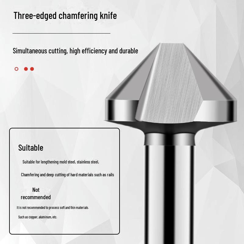 Tiangong 90° Cobalt Chamfer Knife - 3-Edge, Single-Edge Stainless Steel Reamer & Tapered Countersink Deburring Drill