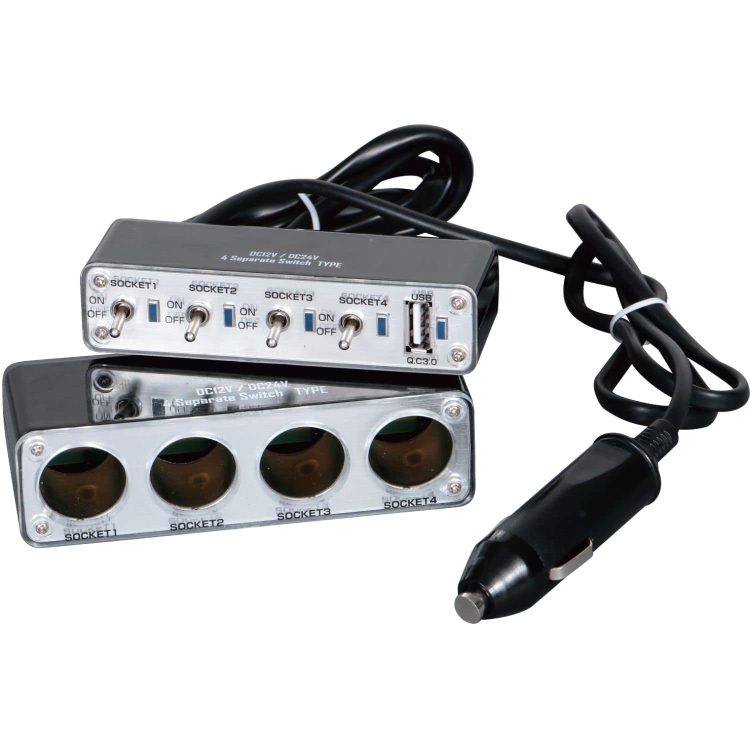 

Jet Inoue 502140 On/Off Switch Function, Separate Type, USB Port, 4 Sockets, Black чёрный