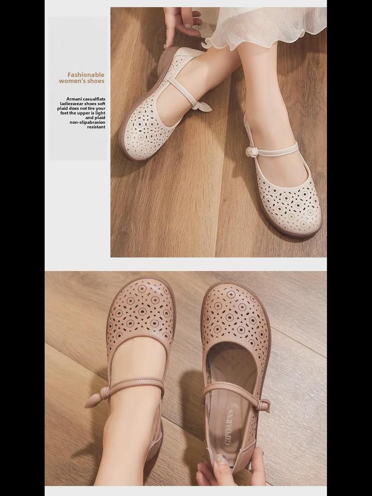 Summer Leather Sandals: Breathable, Non-Slip Soft Sole for Middle-Aged and Elderly Women