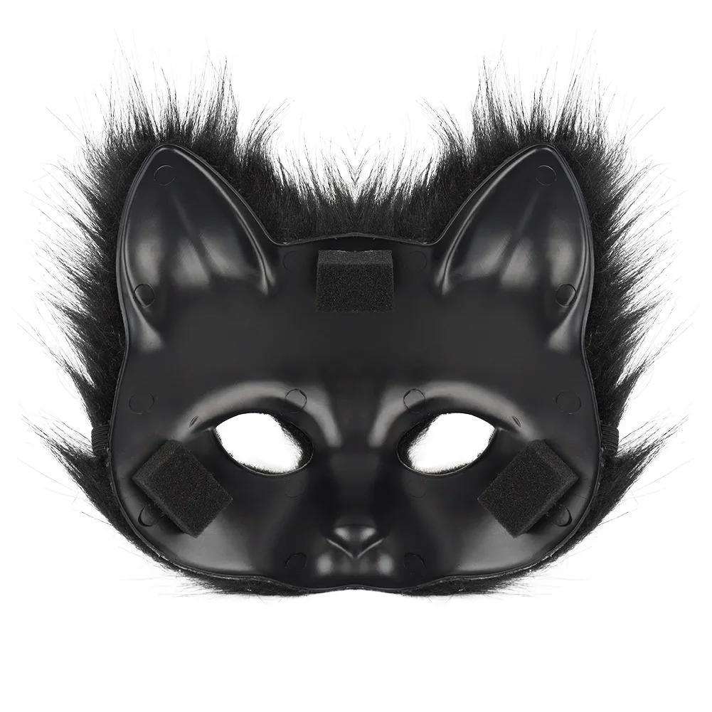 Halloween Mask and Tail Set Easy To Wear Mask Tail and Paw Set Versatile Cosplay Costume Accessories for Party Holiday Fashion
