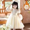 Elegant White Princess Dress: 2025 Autumn Birthday Gown for Girls with Fluffy Tulle Skirt
