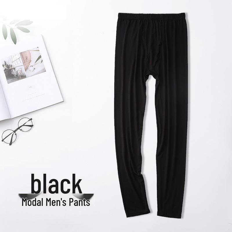 Men's Plus Size Modal Thermal Underwear: Thin, High-Elasticity Round Neck Shirt & Pants Set