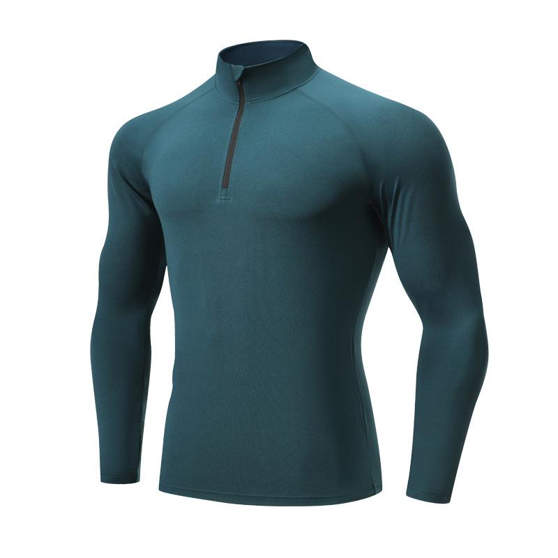 Men's Spring Autumn High Elastic Turtleneck Sports Fitness Shirt Long Sleeve Half Zipper Basketball Running Workout Top