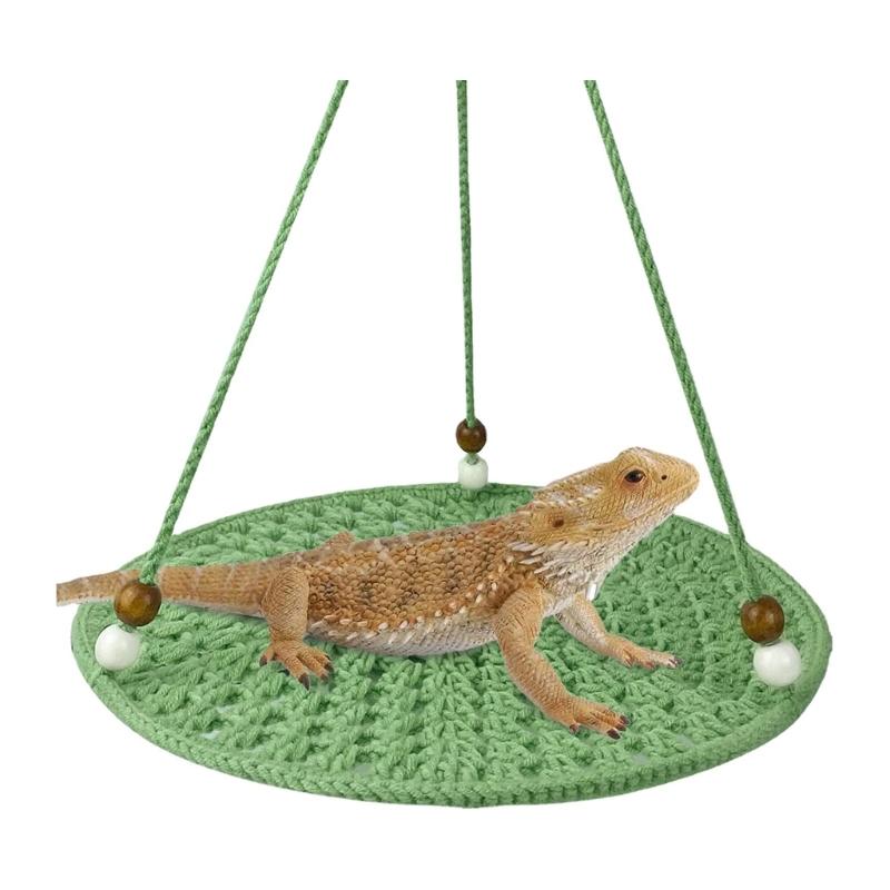 Reptile Summer Hammocks Lizards Hammock Bearded Dragons Round Crocheted Net Hammock Bed Crocheted Supplies