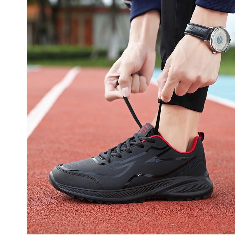 New Arrival: Oversized Leather-Upper Men's Shoes Lightweight, Slip-Resistant, Waterproof, Shock-Absorbing, Ultra-Soft Running Shoes Casual Footwear