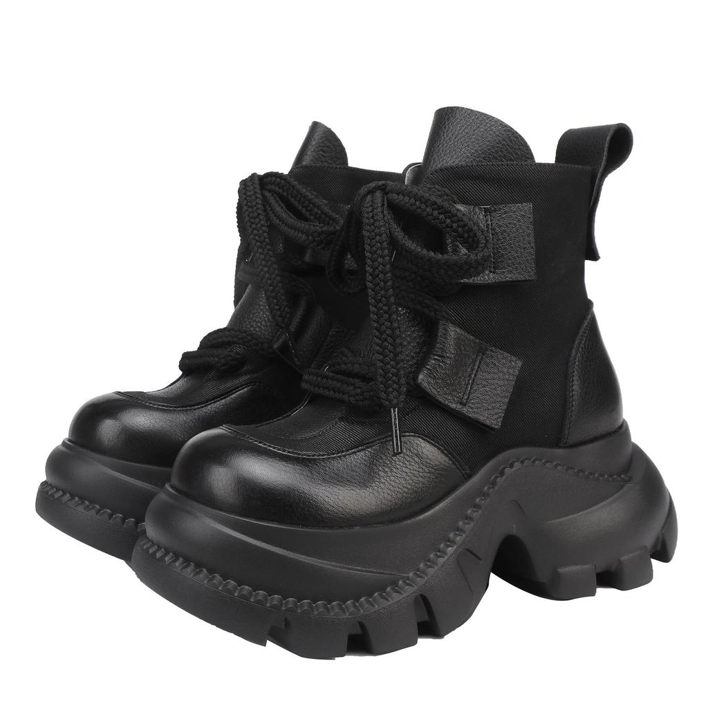 2025 Autumn/Winter Women's Genuine Leather Martin Ankle Boots - Thick & Soft-Soled, Comfortable, Stylish Cowhide Design