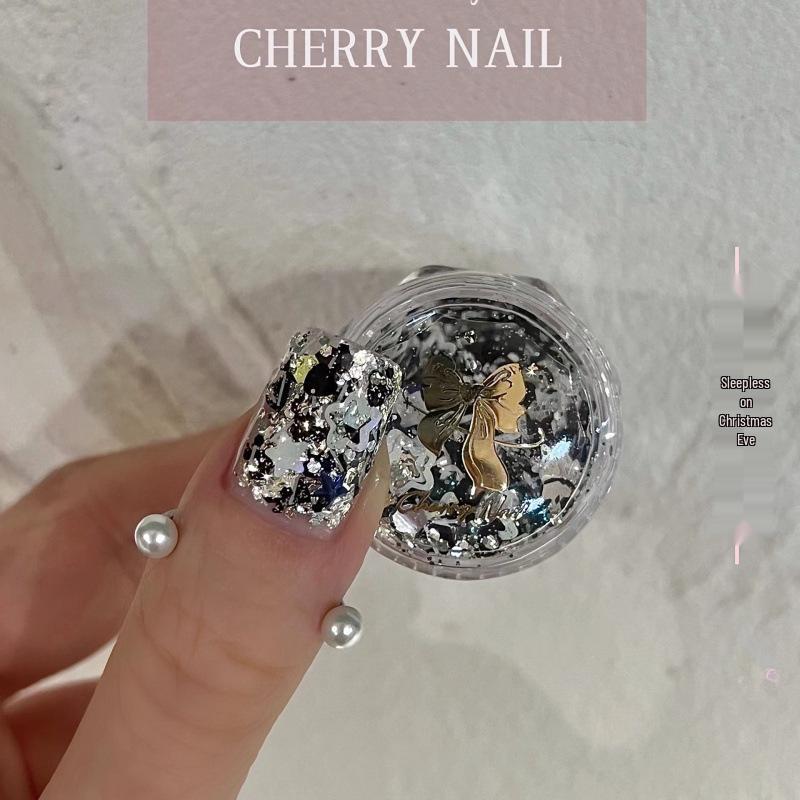 Cherry Nail Glitter: Super Flash Laser Sequins Korean Style Patches - Shiny Influencer Favorite
