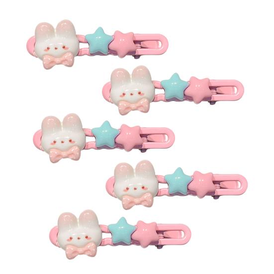 5 Stück Mädchen Haarspange Cartoon Hase Stern Dekor Haarspange Keine Kopfhaut Seitenpony Haarspange Kindliche Haaraccessoires