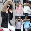 Womens Short Slim Quilted Winter Coat With Fur Hooded Collar And Stylish Design