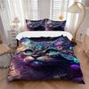 3pcs Colorful Cat Bedding Set - Includes One Quilt Cover and Two Pillowcases (No Core) - Anime Cartoon Design, Polyester Fabric, Suitable Fo