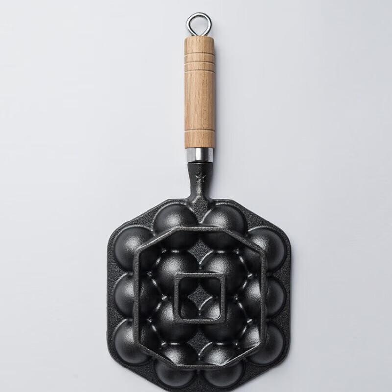 Cast Iron Takoyaki Pan with Wooden Handle
