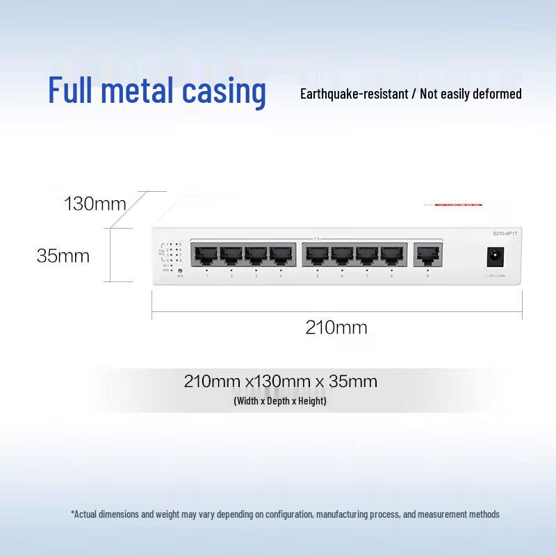 Huawei Kunling S210-8P1T Gigabit PoE Web-Managed Desktop Switch CN Plug (adapter Included)