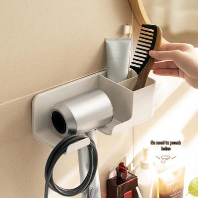 Punch-Free Wall-Mounted Hair Dryer Storage Rack