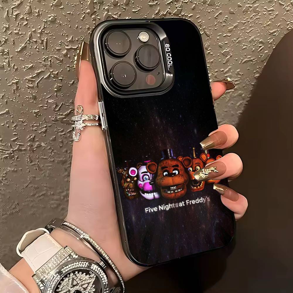 F-Five Nights At -F-Freddys Fnaf Phone Case For iPhone 17,16,15,14,13,12,11 Plus,Pro Max,XS,Colored silver phone case
