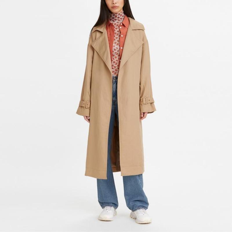 Levis Lockere Passform Taillendesign Trenchcoat Damen Oberbekleidung Khaki 24590-0002
