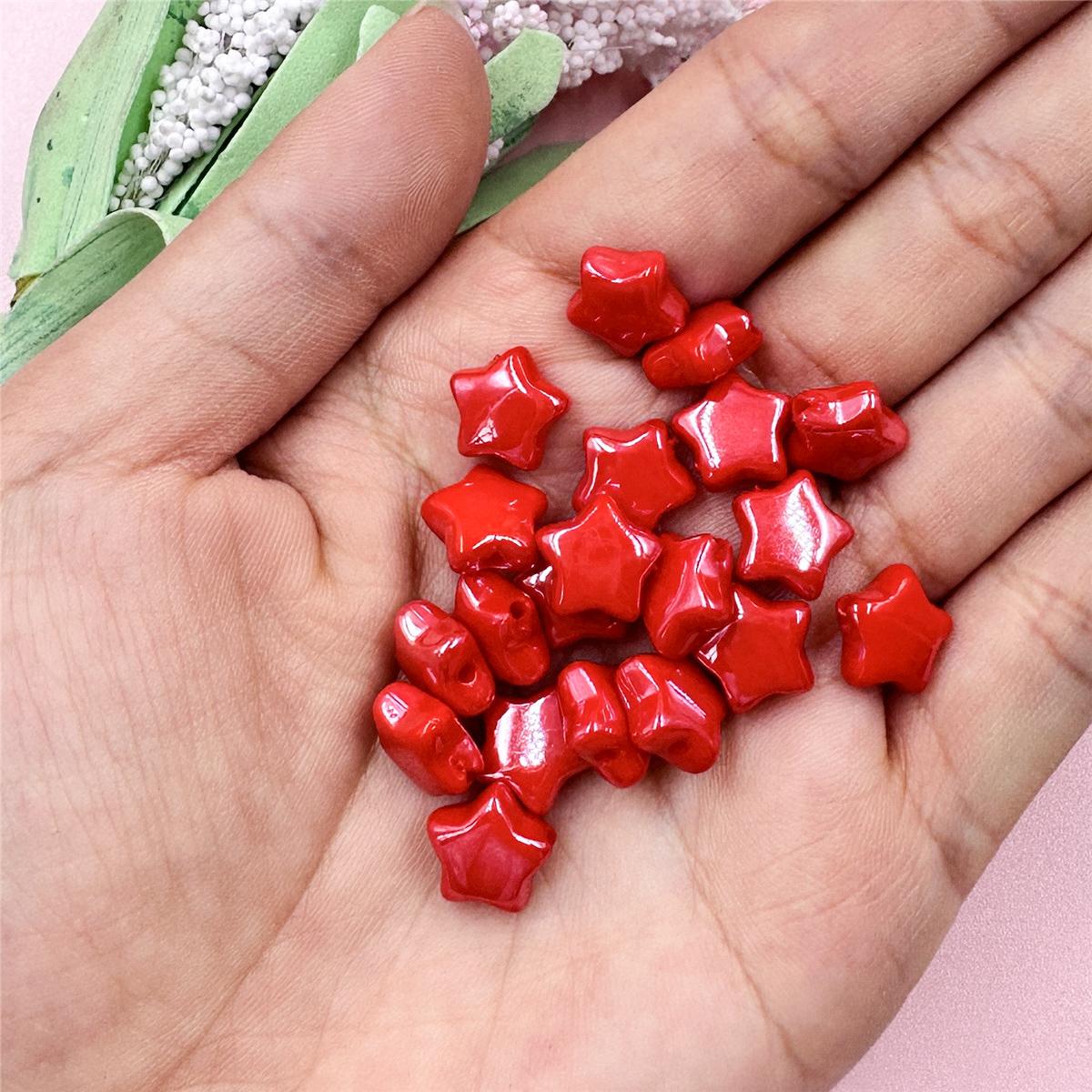 

Материал для изготовления бисера, брелок, свободные бусины для браслета, модные маленькие звездочки, ожерелье своими руками, 20 шт. красный