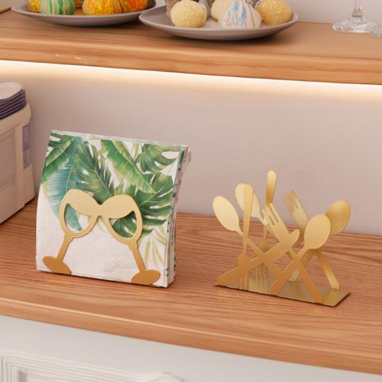 Moderne stående serviet holder til bord Metal serviet dispenser med bestik/vinglas design til køkken Spisestue Restaurant