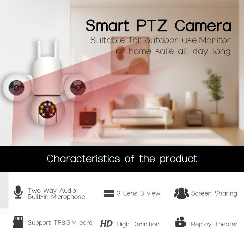 V380Pro Indoor Three-Lens 600W Pixel Home WiFi Camera