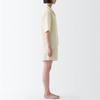 MUJI Natural Lyocell Linen Pajamas FDB06A3S Light Yellow Stripe Size S Cool-to-the-Touch Short-Sleeve Women's