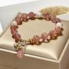 Freshwater Pearl Strawberry Crystal Bee Bracelet Bangles Women Fashion Jewelry Accessories Gift