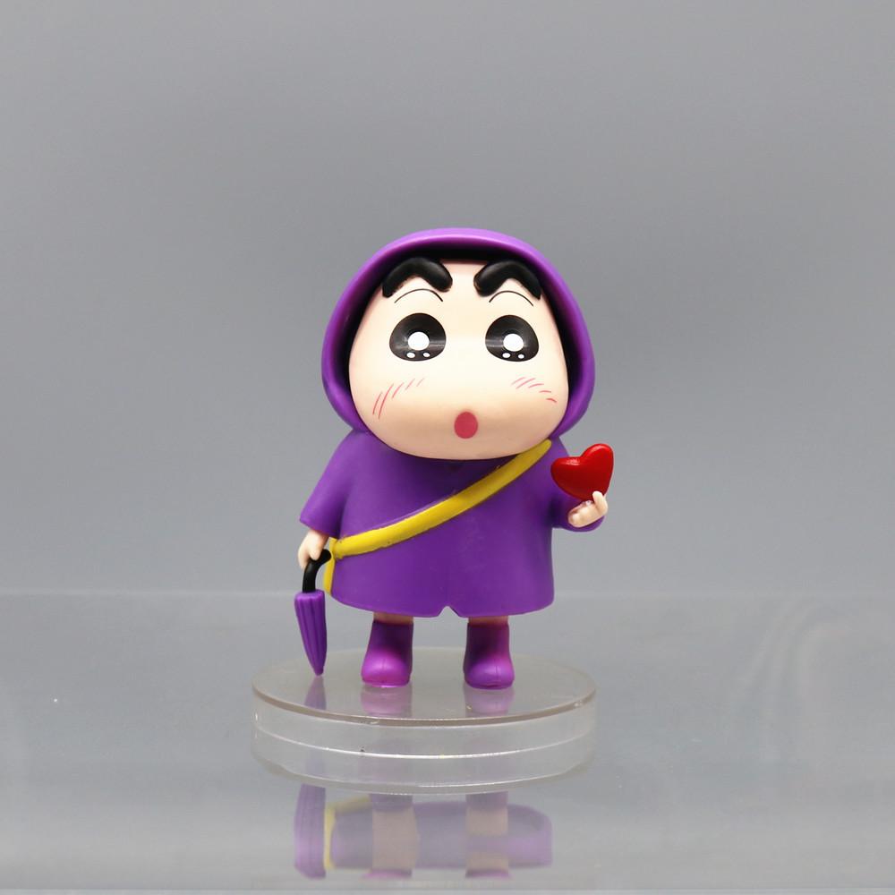 Hot Anime Crayon Shin-chan Raincoat Cross-dress Kawaii Q Version Action Figures PVC Model Figurine Car Decor Ornament Toys Gifts