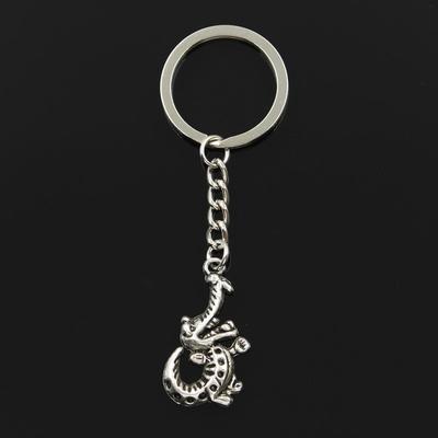Fashion 30mm Key Ring Metal Key Chain Keychain Jewelry Antique   Plated Alligator Crocodile 34x18mm Pendant