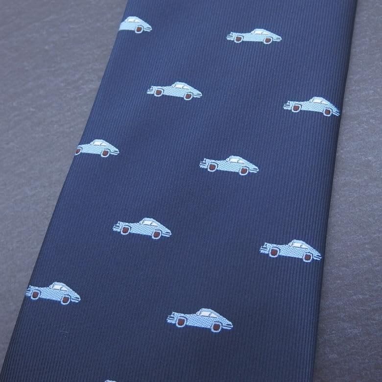 [CUFFSMANIA] Navy Blue Car Driving Car Lover Car Pattern Tie - Fun, Funny, Unique Tie